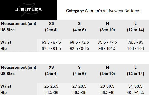 Size chart for Rachelle High Waist 7/8 Legging - Khaki