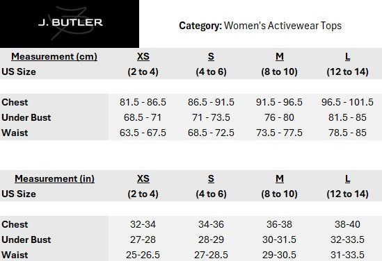 Size chart for Rachelle V-Neck Bra Tank - Khaki