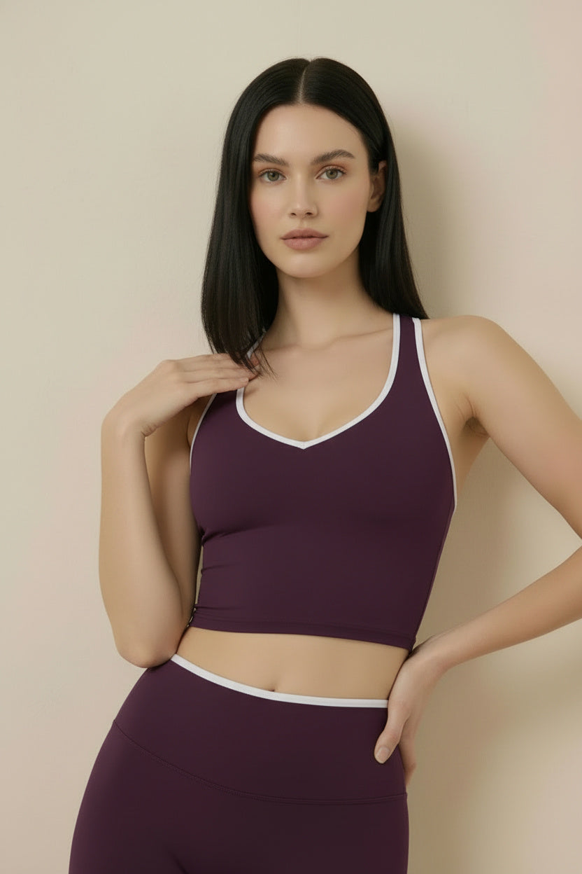 Rachelle V-Neck Bra Tank - Purple