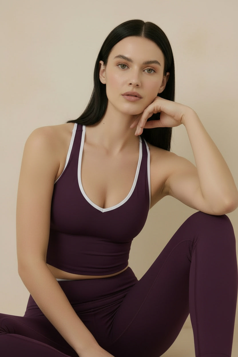 Rachelle V-Neck Bra Tank - Purple