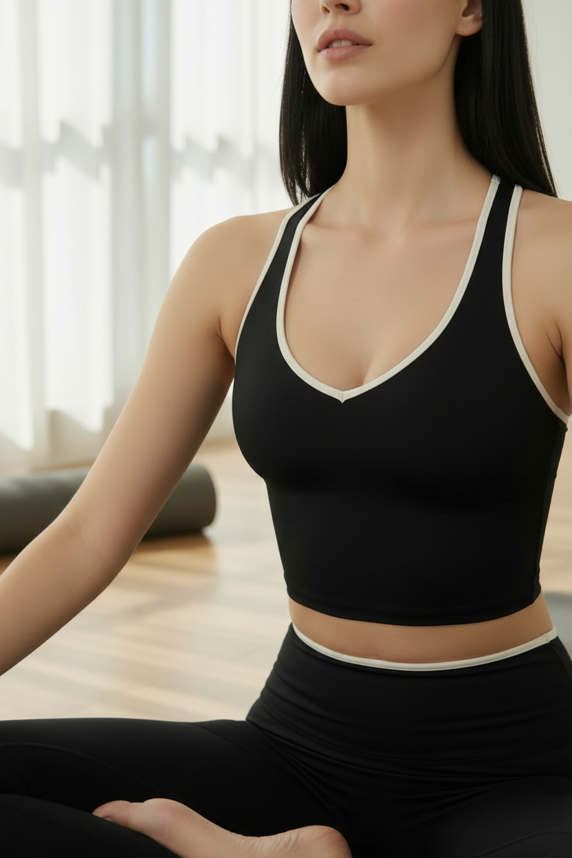 Rachelle V-Neck Bra Tank - Black